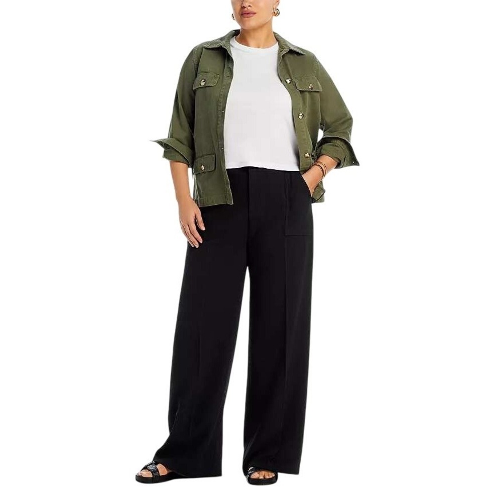 AQUA The New 9-5 Black Wide Leg Pants High Rise Trouser Large Bloomingdale's NWT